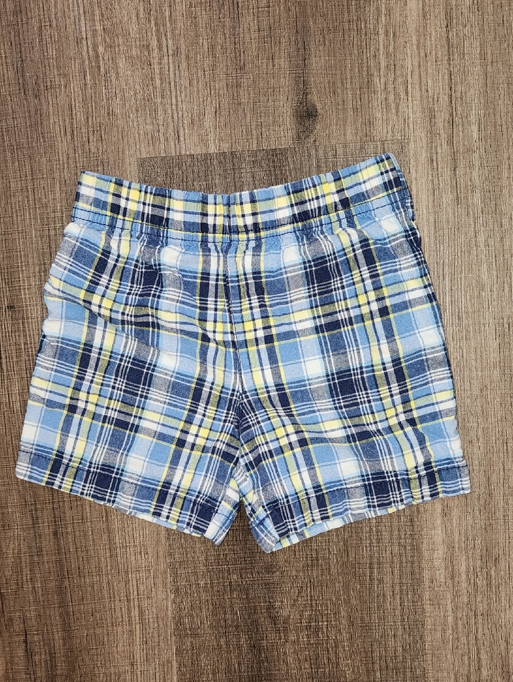 Like New Carter's Blue and Yellow Plaid Cotton Shorts Size 24 Months